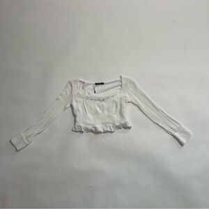 NASTY GAL white peasant style crop top